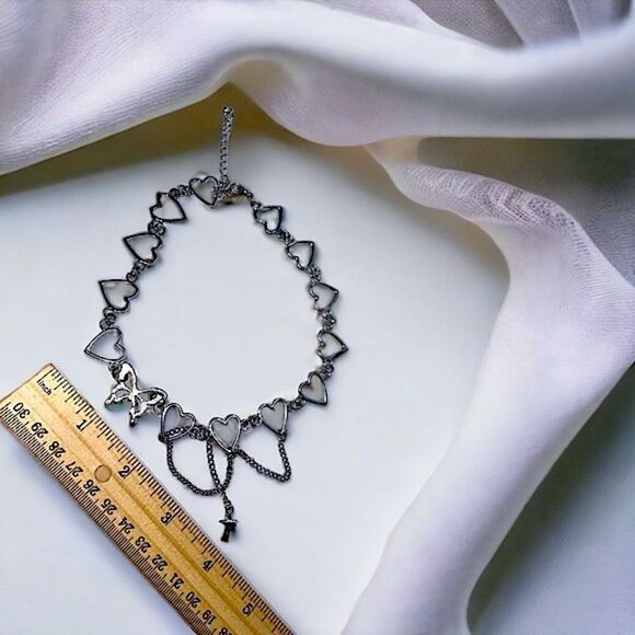 Silver Heart & Butterfly / Cross Dangle Necklace l New - Picture 5 of 11